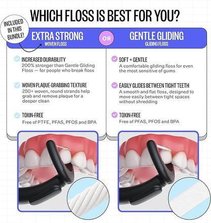 FLAUS Electric Flosser (Oprah's List, Shark Tank) 3 Speeds + 45 Refill Heads (Extra Strong Woven Floss for Durability) Water Flosser Alternative, Dentist Recommended Tooth Flossers Dental Floss Picks