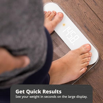 Greater Goods AccuCheck Digital Scale for Body Weight - Accurate Digital Bathroom Scale with High-Precision Sensors, Large Easy-to-Read Backlit Display, 400 lb Capacity, Auto Step-On (Clear)