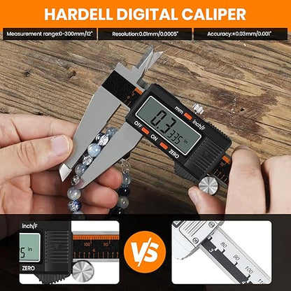 HARDELL Digital Caliper 12 Inch, Stainless Steel Caliper Measuring Tool with Large LCD Screen, Auto-Off Feature, Inch/Millimeter, Electronic Vernier Caliper for DIY, Jewelry, Parts, 3D Printing