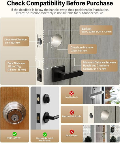Lockin Veno Plus Smart Lock with 2K 180° Security Camera & Video Doorbell, AI Local Storage, Palm Vein/Fingerprint Keyless Entry Door Lock, Smart Locks for Front Door Bulit in Wi-Fi, App Control