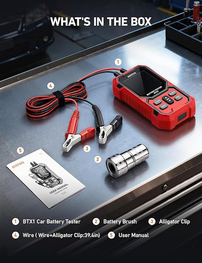 AstroAI Car Battery Tester, 12V/24V Digital Automotive Meter Diagnostic Tool,100-2000 CCA Load Capacity, for Preventive Maintenance Truck, RV, Marine Vehicle, and More