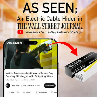 A+ ELECTRIC 315" Cable Hider, Wire Cover, Cables Raceway for Cord Hide, Long, Large, White and paintable Cords Cover Concealer Conduit Channel, TV, Ethernet Molding Electrical Wires Management Kit