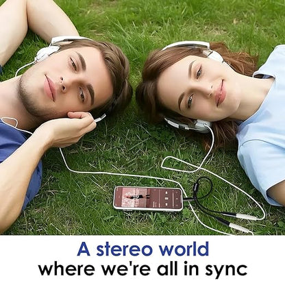 Quelong 3Pcs Headphone Splitter, Dual Headphone Nylon Braided Extension Cable, Hi-Fi Audios Stereo Y Splitter 3.5mm 2 Female 1 Male, Suitable for Phones, PS4, Amplifiers, Smartphones, Tablets,etc.