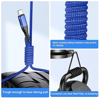 Durcord USB C Charger Cable Fast Charging, 2Pack 100W 6ft USB C to USB C Cable for Android Phone Pad, Type C to Type C Charger Braided Compatible with iPhone 15 Pro/Plus/Max/Android/Phone/Pad Blue