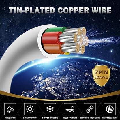 20 Gauge 7 Conductor Electrical Wire, 16.4FT White Stranded Low Voltage 20/7 PVC Case, 20 AWG Tinned Copper 7 Wire Extension Power for Strips LED Lamp Lighting