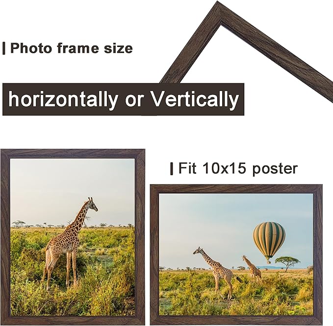 TKYGU 10x15 Picture Frame Set of 3, walnut Wooden Frame 10 by15 Wall Gallery Poster Photo frame with Durable Shatter Resistant Plexiglass for Wall Mounting Family -friend- wedding best gift