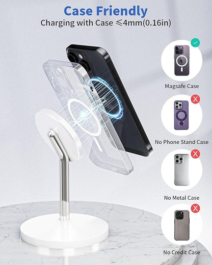 Magnetic Wireless Charger Stand, 25W Fast Mag Safe Charger [Qi2.2 Certified] iPhone Stand, 6FT Magnet Wireless Charging Station/Pad for iPhone 17 Air 17 Pro 17 Pro Max 16 15 14 13 12,AirPods Pro 2/3/4