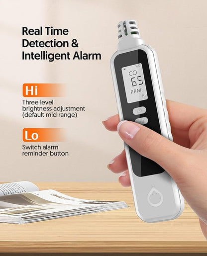 PUTECCH Carbon Monoxide Detectors Portable CO Detector Battery Powered, Handheld Carbon Monoxide Monitor Alarm Detector with LCD Display for Home/Outdoor/Travel (Batteries Included) (White)