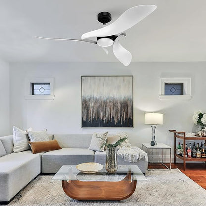 AEROFANTURE 54 Inch White Ceiling Fan, Quiet DC Motor with Remote, 6 Speeds and Reversible Airflow, Modern Indoor Fan for Bedroom or Living Room
