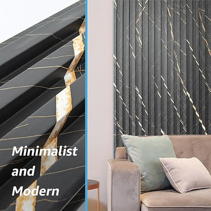 Art3d 8-Pack WPC Slat Panel for Interior Decor, Decorative Fluted Accent Wall Covering for Living Room Bedroom TV Background Office, 96 x 6 Inch - Granite