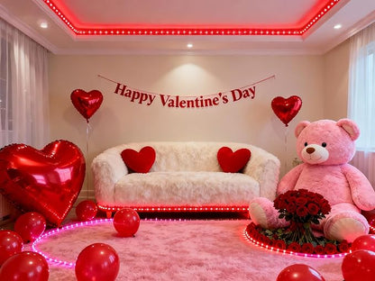 Red Led Lights Strip Valentines Galentines Day Decorations for Home Party Office Rope Lights Easy DIY Bedroom Cuttable Strip Lights for Baby Room Bathroom Living Room Ceiling Wall Vanity Mirror