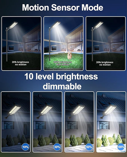 JAYNLT Y-9500W Solar Street Lights Outdoor,6500K Highest Lumen Parking Lot Lights,Waterproof Duks to Dawn Solar Flood Security Lamps Motion Sensor for Garage,Stadiums