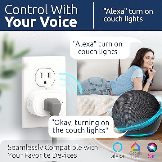 eKyro Smart Plug | Compatible with Alexa, Google Home Assistant, iPhone, Siri, Android, Power Tracking 15A 1800W, No Hub Required Energy Monitoring Outlet (Non-Energy Monitoring, 1)