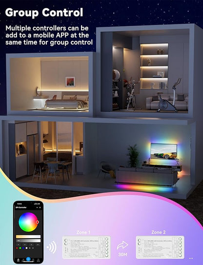 PAUTIX WiFi SPI+DMX SPIW5 Tuya SPI LED Controller Compatible with Alexa/Google Home,for Single Color/CCT/RGB/RGBW/RGBCCT SPI LED Strip Lights,Work with WS2811 SK6813 IC Addressable LED Strip