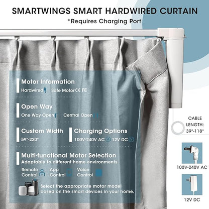 SmartWings Automatic Curtain Opener with Drapery, Motorized Vertical Blinds with Remote, Electric Closet Doors Sliding Panels Compatible with Alexa Google Homekit, 90% Blackout Sierra Grey