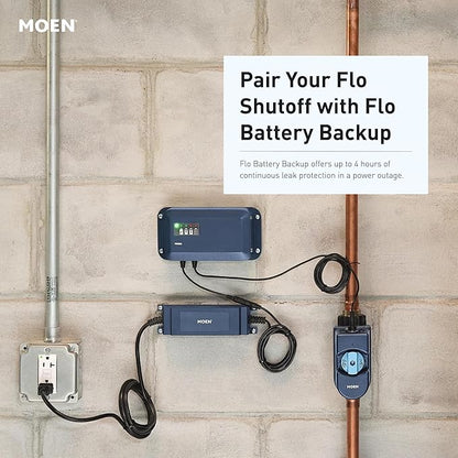 Moen Flo Smart Water Monitor and Automatic Shutoff Sensor, Wi-Fi Connected Water Leak Detector for 1-Inch Diameter Pipe, 900-006
