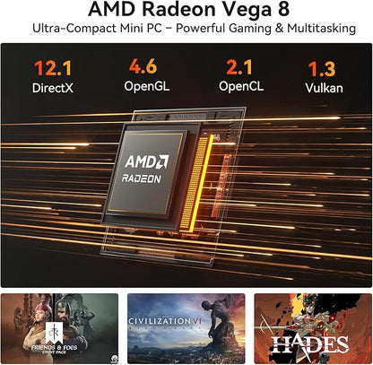 GEEKOM A5 Pro Mini PC (2026) with AMD Ryzen 5 7430U, 16GB DDR4 RAM(Upgradable to 96GB, Not LPDDR), 1TB NVMe SSD, Windows 11 Pro Desktop Computer Support 4 Displays/8K/Wi-Fi 6/6xUSB, 3-Year Coverage