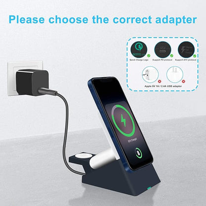 Suitable for iPhone MagSafe Battery Park Wireless Charging Stand, 3in1 Charging at The Same time. Support PD20W Output. Compatible with Apple Watch/Airpods Charging