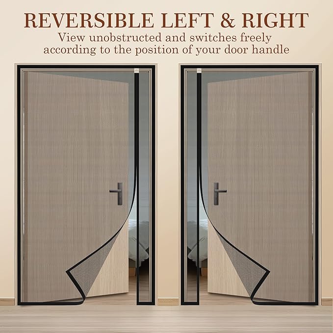 Yotache Left Right Side Opening Magnetic Screen Door Fits Door Size 38 x 82, Reinforced Polyester Net Curtain, Actual Screen Size 40" x 83" Black