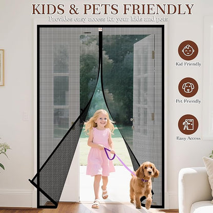 Yotache Magnetic Screen Door Fits Door Size 58 x 94, Screen Size 60" x 95" for French Door and Patio Door Black
