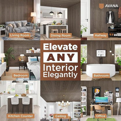 Avana Acoustic Wood Wall Panels – 94.4 x 12.6 Inch Natural Walnut Acoustic Panels 4 PCs – Wall Panels For Interior Wall Decor For Homes, Offices, Studios – Pleasing Decorative Wood Panels For Wall