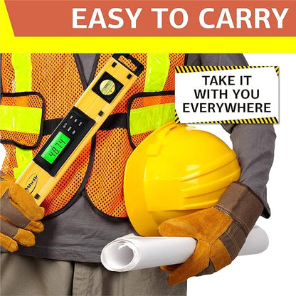 Shefio Digital Level - 18 Inch Magnetic, IP54 Dustproof and Waterproof - Protractor - Includes Batteries and Carrying Case