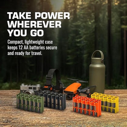 Storacell AA-12 Battery Storage Caddy and Dispenser (Pack of 2), Black, Holds 12 AA Batteries (Not Included), Durable & Compact Design, The Original Battery Caddy, Made in The USA