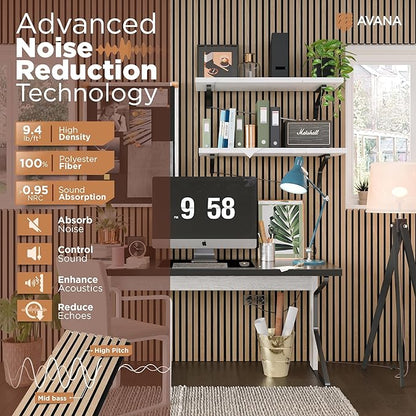 Avana Acoustic Wood Wall Panels – 94.4 X 12.6 Inch White Oak Acoustic Panels 2 PCs – Wall Panels For Interior Wall Decor For Homes, Offices, Studios – Sturdy And Durable Wood Panels For Wall