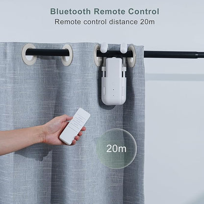 Takkicept Automatic Curtain Opener Electric: Smart Remote Control Closer｜Long-Lasting Battery/Type-C｜No Drill for 8-40mm Roman Rods/T-Tracks & U-Rails｜Quiet Motor Robot for Bedroom/living room