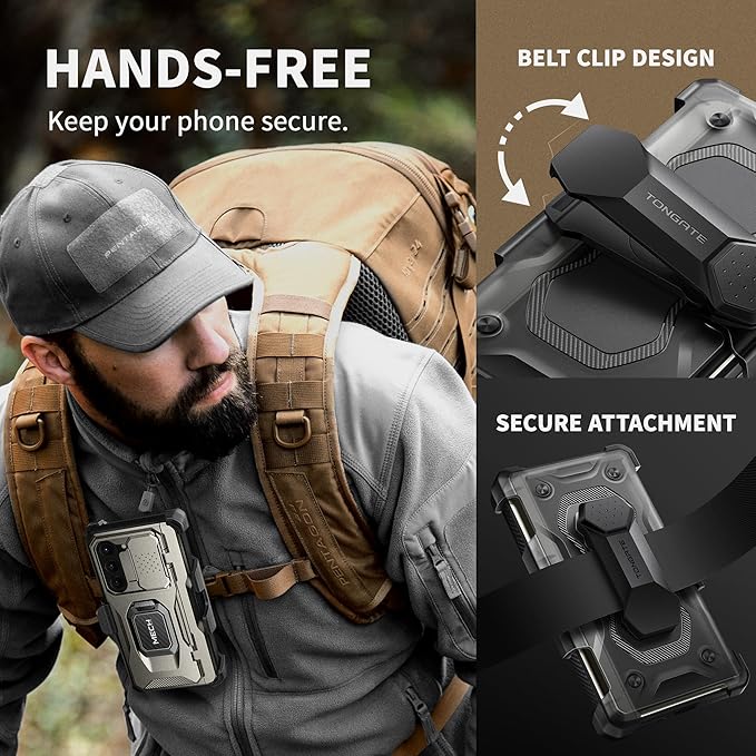 TONGATE for Z Fold 6 Case with Ring Stand, Built-in S Pen Holder & Glass Screen Protector Shockproof Rugged Z6 Phone Case with Camera Cover & Belt Clip for Samsung Galaxy Z Fold6 2024,Titanium Gray