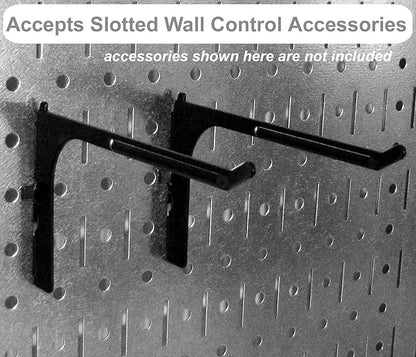 Wall Control Power Tool Storage Organizer Kit Cordless Drill Holder Charging Station Rack 16” x 32” Metal Pegboard Organization System (Black Pegboard)