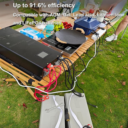 WZRELB 7000W 24V Pure Sine Wave Inverter,24 Volt DC to AC 120V 240V Split Phase Power Inverter,2*AC Hardwire Terminal,14KW Surge,High Efficiency up to 91.6%,Wireless Remote