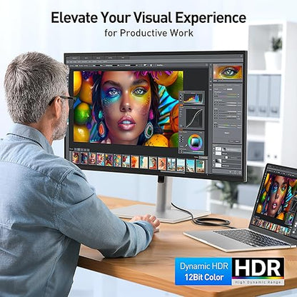 Cable Matters Unidirectional USB C to HDMI 2.1 Cable - 15ft, Support 4K@240Hz and 8K@60Hz, HDR - Thunderbolt 4, Thunderbolt 5, USB 4 Compatible with MacBook Pro, XPS, ThinkPad - Max 4K@60Hz on macOS
