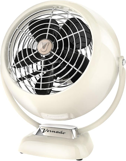 Vornado VFAN™ Jr. Vintage Fan, Small Metal Retro Air Circulator for Cooling & Décor, 2 Speed Settings, Adjustable Tilt, Powerful Airflow, Vintage Fan for Home and Bedroom, Vintage White