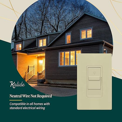 TOPGREENER Digital Dimmer Light Switch for 200W Dimmable LED/CFL Lights, Single Pole Led Slide Dimmer Switch, Neutral Wire Not Required, UL Listed, TGDS1-I, Ivory,1 Pack