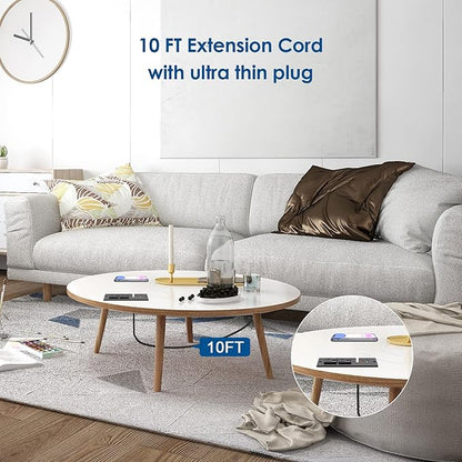 30W USB C Recessed Power Strip,Flat Plug Power Strip,2 Outlets 4 USB Ports,Furniture Flush Mount Desk Outlet,Recessed Outlet for Side Table/Sofa Table,10ft Cord(Black)