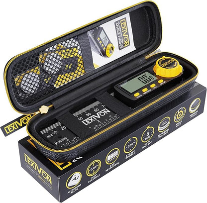 LEXIVON Aluminum Digital Angle Finder Gauge, 5-inch/130mm Multi-Purpose Protractor, Includes XL Display and Rugged Zippered Pouch (LX-DAF5)