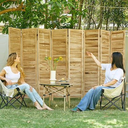 Room Dividers and Folding Privacy Screens, Wood Louvered Separators Divider Wall for Home Office Bedroom - 8 Panels (Natural)