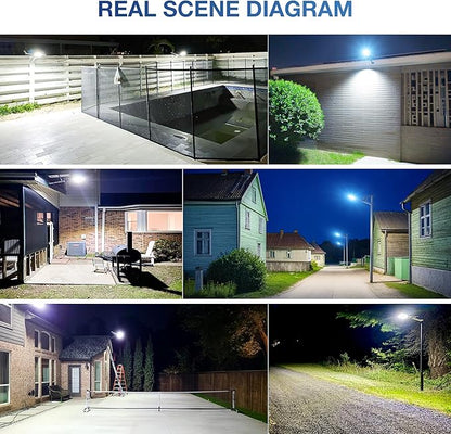 OKPRO 10000W Solar Street Light, Super Bright LED Beads Solar Lights Outdoor Waterproof IP66, Parking Lot Light Commercial Dusk to Dawn,Flood Light with Remote Control for Yard, Driveway(2Pack)
