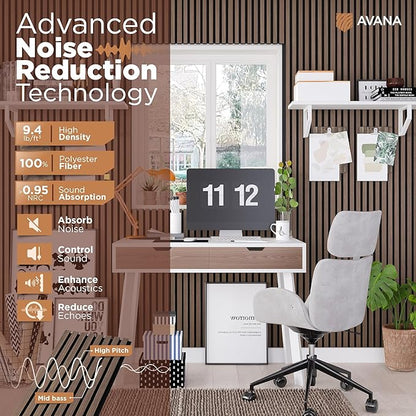 Avana Acoustic Wood Wall Panels – 94.4 X 12.6 Inch Walnut Acoustic Panels 2 PCs – Wall Panels For Interior Wall Decor For Homes, Offices, Studios – Sturdy And Durable Wood Panels For Wall