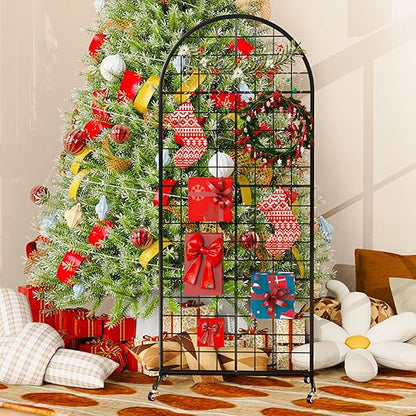 VGMiu Grid Wall Panel 1PCS Display Stand 2' x 5.2' FT Black Grid Wall Panels Movable Retail Display Racks Floorstanding Gridwall Heavy Duty with Wheel for Art Craft Photo Displays Fair Trade Show