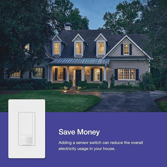 Lutron Maestro Motion Sensor Light Switch Indoor for Bathroom, Garage, Laundry Room, Closet, Occupancy Sensor Light Switch, Single-Pole, No Neutral, MS-OPS5M-BL