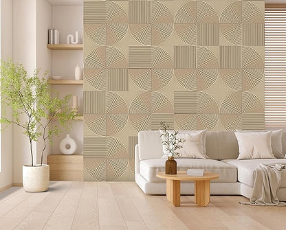 From Plain To Beautiful In Hours 9002 Arc Swell PVC 12 in x 12 in Peel and Stick Wall Panels (Covers / 10 sq.ft), Dairy Cream, 10 Piece