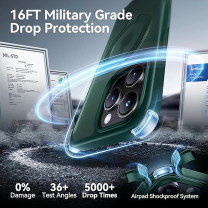 CASEKOO Designed for iPhone 16 Pro Max Case with Magnetic Invisible Stand [Military Drop Protection] [Compatible with MagSafe] Shockproof Slim Translucent Matte Promax Case 6.9 Inch, Green