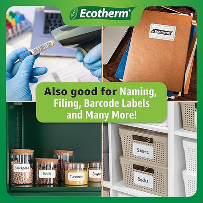 3" x 1" Thermal Labels | 4 Rolls | 5240 Labels | fits Zebra, Munbyn, Rollo, Godex, Arkscan, iDPRT, Offnova Thermal Label Printers and More | Blank White Adhesive Stickers by Ecotherm