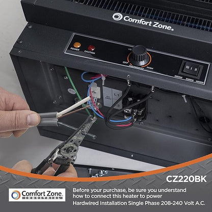 Comfort Zone Hard-Wired Ceiling Mount Garage Electric Space Heater, Fan-Forced, 5,000 watt, 240 volt, Overheat Protection, Thermal Cut-Out Switch, Ideal for Workshop & Garage, ETL Compliant, CZ220BK