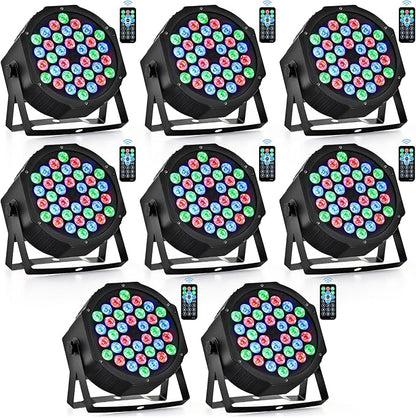 CO-Z Stage Lights 36 RGB LED Par Lights with Remote Control DJ Uplighting for Event Wedding Christmas Halloween Party Club Music Stage Lighting, 8 Pack