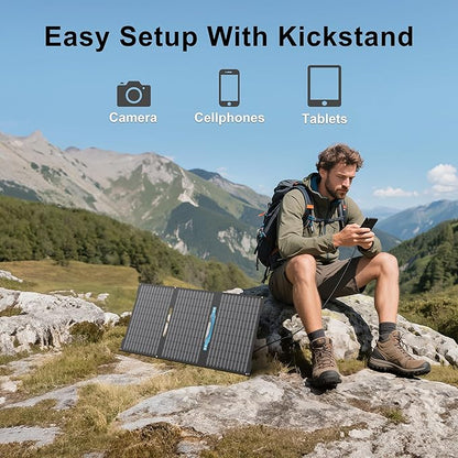 E-POWO 45W Portable Solar Panels Chargers with USB-C, USB-A and DC Outputs Foldable IP67 Waterproof Solar Panel for Camping,Power Emergency for Small Power Station,Phones, Power Banks