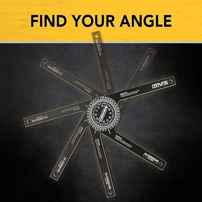 LEXIVON Aluminum Miter Saw Protractor | 7-Inch Rust Proof Angle Finder Featuring Precision Laser Engraved Scales (LX-230)