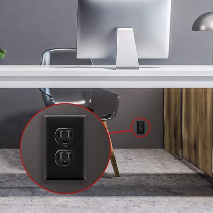 ENERLITES Duplex Receptacle Outlet Wall Plate, Size 1-Gang 4.50" x 2.76", Unbreakable Polycarbonate Thermoplastic, UL Listed, 8821-BK-10PCS, Black (10 Pack)
